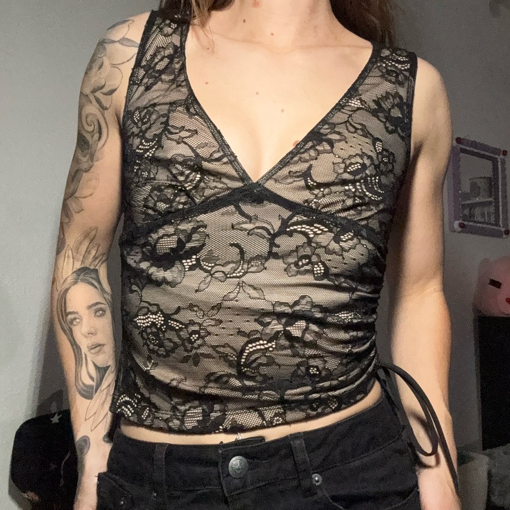 NWOT Princess Polly Black Lace Sleeveless Top size small 4